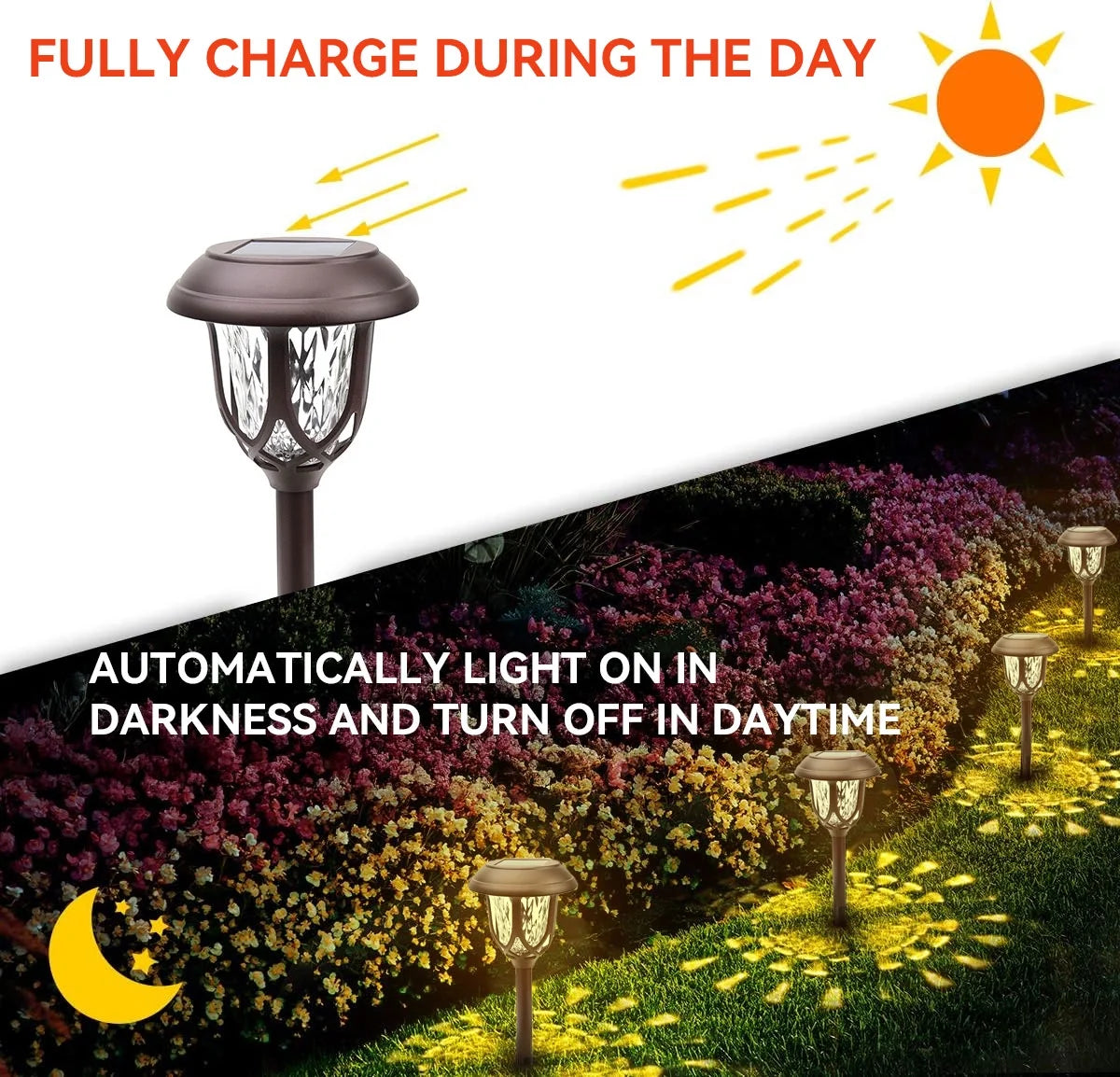Solar Lights Outdoor Waterproof, 6 Pack LED Solar Garden Lights outside Decor for Yard Patio Landscape Walkway