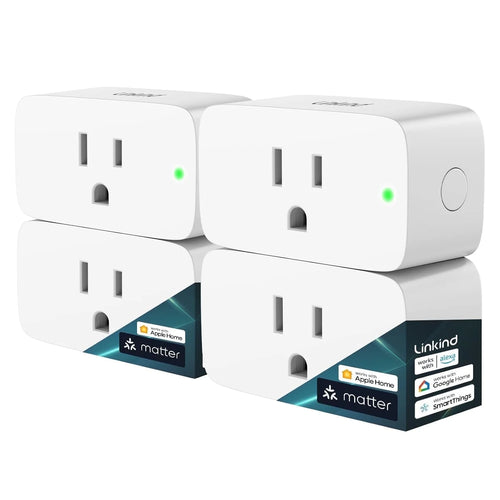 Matter Smart Plug, Wifi Smart Outlet 15A 1800W, Works with Apple Home Siri Alexa Google Home Smartthings, App Remote Control, Voice Control, Timer Schedule, 2.4Ghz Wifi, FCC Certified, 4 Pack
